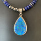 Navajo Pearls Necklace with Lapis, Turquoise, and Blue Opal Pendant | Sterling Silver | 1171