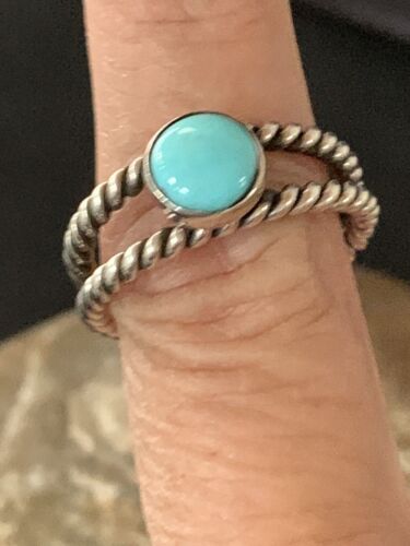 Navajo Blue Turquoise Ring | Sterling Silver | Sz 7 | Authentic Native American Handmade | 10768