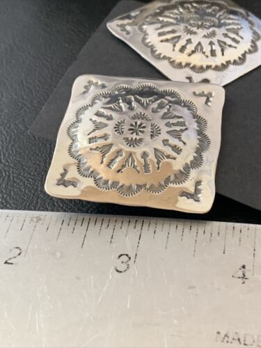 Navajo Sterling Silver Stamped Earrings | Authentic Native American Handmade | 1669