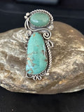 Navajo Green Turquoise Cluster Ring | Authentic Native American Sterling Silver | Multi-Stone | Sz 12 | 14696