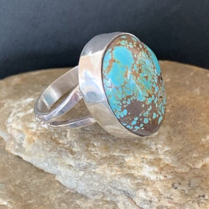 Native American Men's Classic Navajo Blue Turquoise #8 Ring | Sterling Silver | Sz 8 | 01826