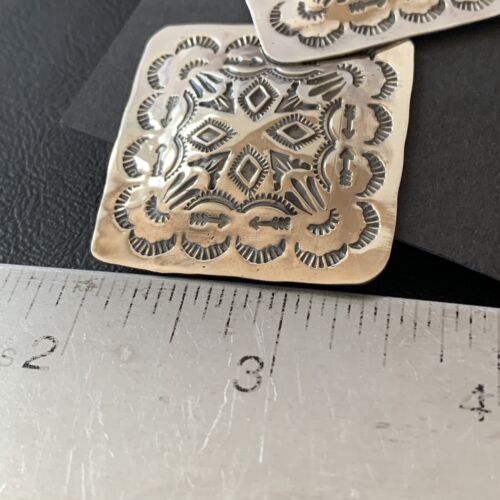 Navajo Sterling Silver Stamped Earrings | Authentic Native American Handmade | 1668