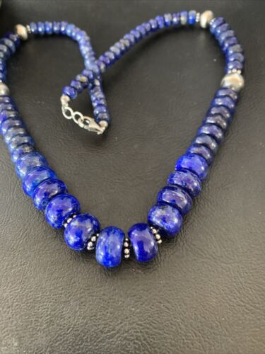Navajo Lapis Lazuli Graduated Necklace | Sterling Silver | Authentic Native American | 18" | 11802
