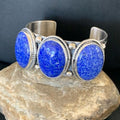 Native American Men's Navajo Blue Denim Lapis Cuff Bracelet | Sterling Silver | 12234