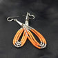 Native American Liquid Silver Heishi Dangle Earrings | Orange Coral | Sterling Silver | 2" | 2033