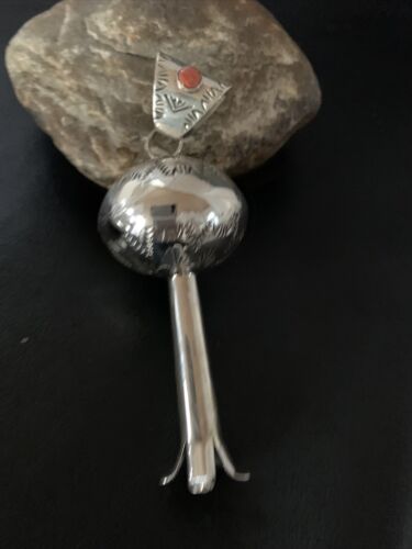 Southwestern Sterling Silver Spiny Naja Pendant Necklace | 4" | Authentic Native American Handmade | 10456