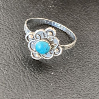 Southwestern Old Pawn Navajo Blue Turquoise Ring | Sterling Silver | Sz 7 | 10875