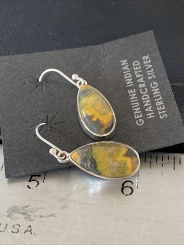 Native American Women's Navajo Bumblebee Jasper Earrings Set | Sterling Silver | Handmade | 1561 - Masha USA