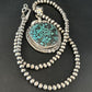 Men's Blue Spiderweb Turquoise Necklace Pendant | Navajo Sterling Silver | Authentic Native American Handmade | 14258