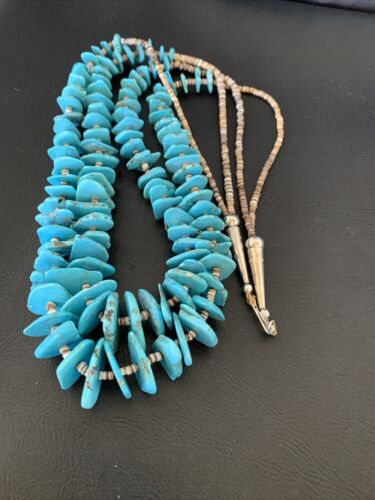 Native American Santo Domingo Shell Chip Turquoise Necklace | 26" | 11999 - Masha USA