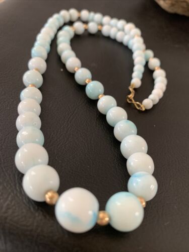 Navajo Blue Opal Necklace with Graduated Gold-Filled Beads | Authentic Native American Jewelry | 20" | 02046