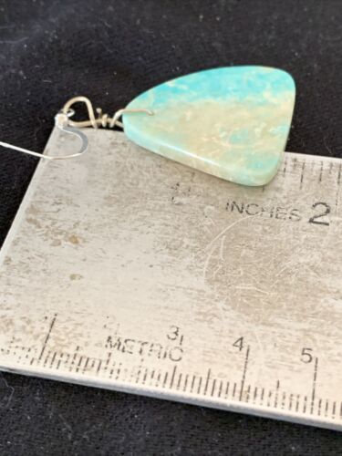 Southwestern Navajo Slab Turquoise Dangle Earrings | Sterling Silver | Authentic Native American Handmade | 1320