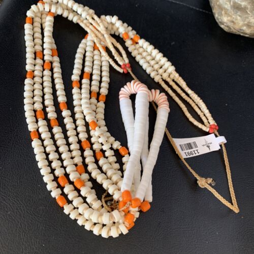 Native American Santo Domingo Shell Orange Spiny Oyster Bead Jacla Necklace | 30" | Handmade | 11991