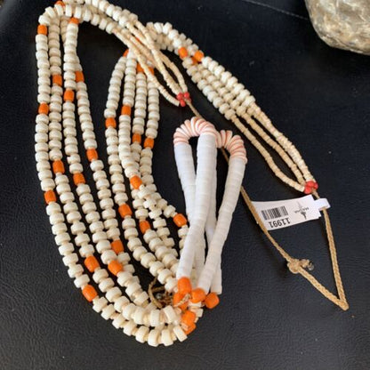 Native American Santo Domingo Shell Orange Spiny Oyster Bead Jacla Necklace | 30" | Handmade | 11991