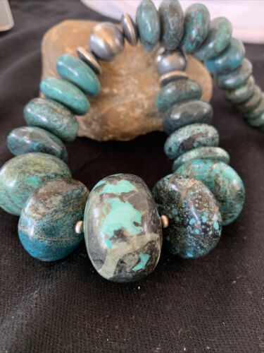 Navajo Pearls Sterling Silver Graduated Natural Blue Turquoise Necklace | Authentic Native American | 20" | 731