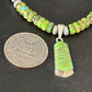 Navajo Green Turquoise Necklace Pendant | Sterling Silver | 22" | Authentic Native American Handmade | 14605