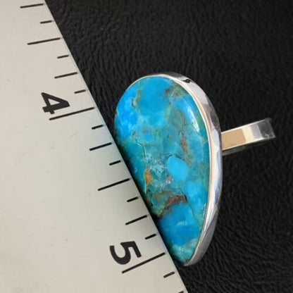 Navajo Blue Kingman Turquoise Ring | Sterling Silver | Sz 8 | Authentic Native American Handmade | 12791