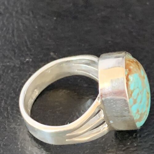 Southwestern Navajo Blue #8 Turquoise Ring | Sterling Silver | Sz 6 | Authentic Native American Handmade | 14033