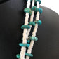 Navajo Sterling Silver 3-Strand Turquoise Necklace with Bone Earrings Set | Authentic Native American Handmade