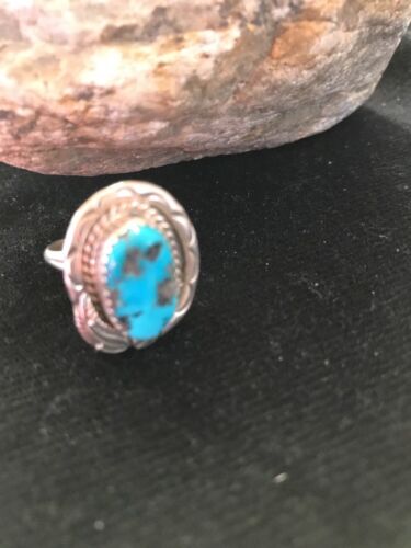 Native American Navajo Kingman Turquoise Ring | Sterling Silver | Sz 8