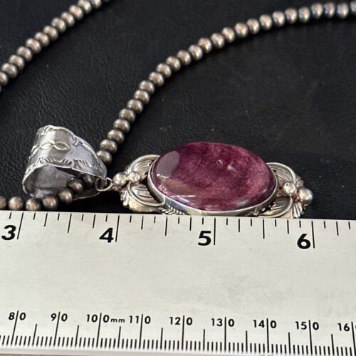 Navajo Purple Spiny Oyster Pendant Necklace | Sterling Silver | Authentic Native American Handmade | 14664