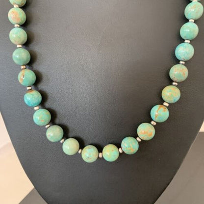 Native American Navajo Pearls Royston Turquoise Necklace | Sterling Silver | 20" | 1379
