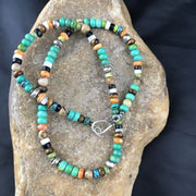 Navajo Orange Spiny Oyster Multi-Color Necklace | 18" | Authentic Native American Handmade | 10154