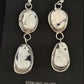 Navajo White Buffalo Turquoise Dangle Earrings | Sterling Silver | 2" | Authentic Native American Handmade | 14712