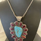Navajo Purple Spiny Oyster & Turquoise Pendant Necklace | Sterling Silver | Authentic Native American Handmade | 01117