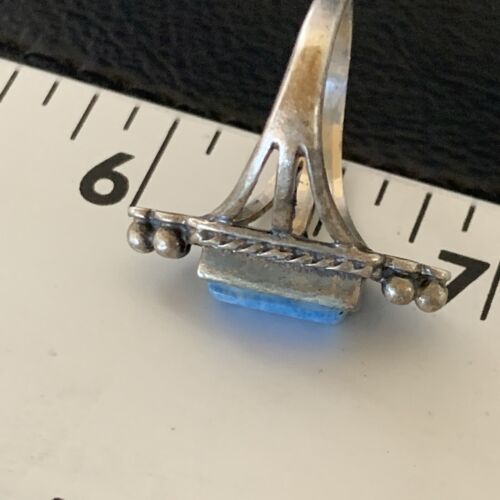 Women's Adjustable Navajo Denim Lapis Ring | Sterling Silver | Sz 5 | Authentic Native American Handmade | 12452