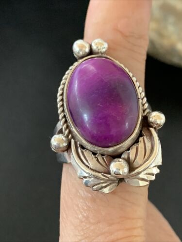 Native American Women's Navajo Purple Sugilite Ring | Sterling Silver | Sz 9.5 | 10442