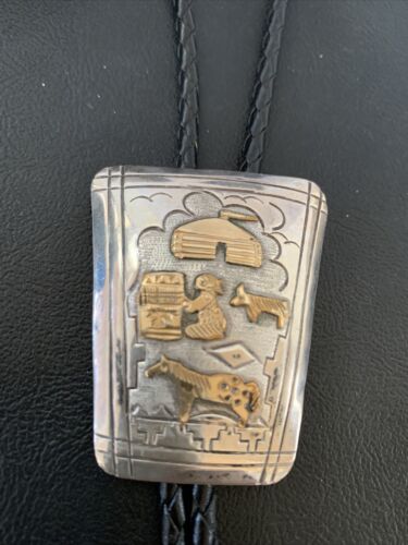 Vintage Navajo Horse Bolo Tie | Sterling Silver | Old Pawn Signed | Authentic Native American Handmade | 02020 - Masha USA