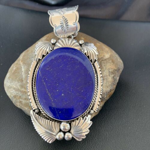 Native American Men's Blue Lapis Pendant Necklace | Sterling Silver | 11851