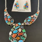 Navajo Multi-Color Turquoise Spiny Necklace & Earring Set | Sterling Silver | 2105