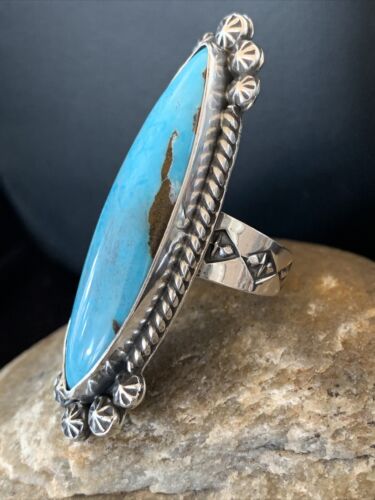 Native American Women's Navajo Blue Kingman Turquoise Ring | Sterling Silver | Sz 9 | 1009