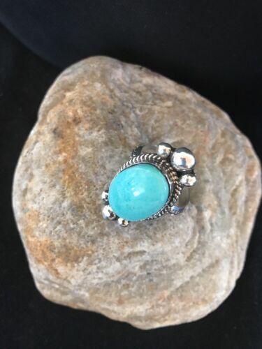 Dry Creek Turquoise Ring | Sterling Silver | Native American Handmade | Sz 11.5 | 3449
