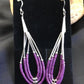 Handmade Liquid Silver Heishi Tube Beads Sugilite Earrings | Sterling Silver | 2" | 1985