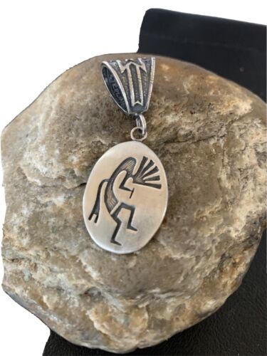 Hopi Kokopelli Stamped Pendant | Sterling Silver | Authentic Native American Handmade | 02031