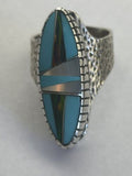 Southwestern Navajo Opal & Turquoise Inlay Ring | Sterling Silver | Sz 8 | 01615