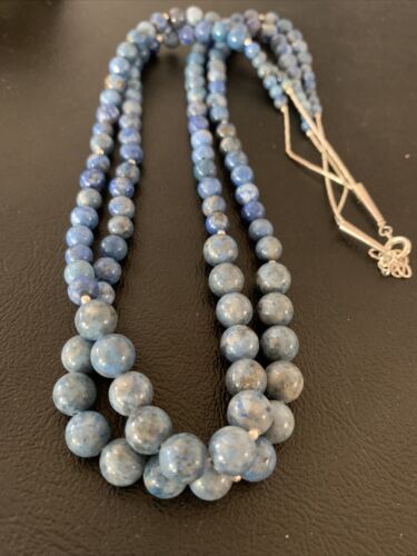 Native American Denim Lapis Bead Necklace | Sterling Silver | 21" | 1260