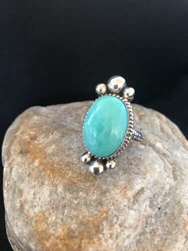Dry Creek Turquoise Ring | Sterling Silver | Native American Handmade | Sz 11.5 | 3449