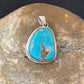 Navajo Blue Bisbee Turquoise Pendant | Sterling Silver | 1" | Authentic Native American Handmade | 1626