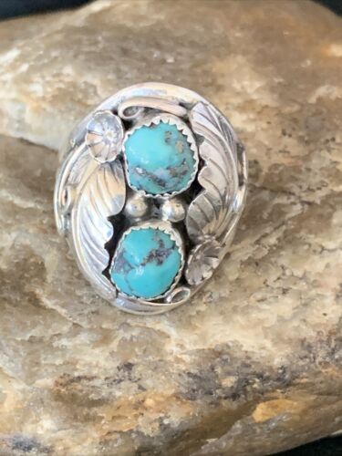 Navajo Kingman Turquoise Multi-Stone Ring | Authentic Native American Sterling Silver | Sz 10.5 | 14171