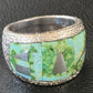 Navajo Green Sonoran Turquoise Inlay Ring | Sterling Silver | Sz 10 | Authentic Native American Handmade | 2080
