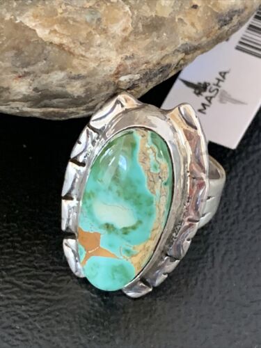 Native American Men's Navajo Royston Turquoise Ring | Sterling Silver | Sz 6.5 | 10219
