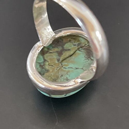 Navajo Spiderweb Blue Turquoise Ring | Sterling Silver | Sz 6.5 | Authentic Native American Handmade | 11439