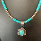 Navajo Blue Turquoise Pendant Necklace | Sterling Silver Pearls | Authentic Native American Handmade | 13220