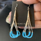 Handmade Liquid Silver Heishi Dangle Earrings | Blue Turquoise | Sterling Silver | 2" | 13049