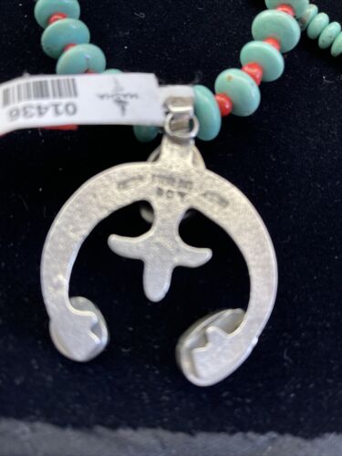 Navajo Blue Ribbon Boulder Turquoise Naja Pendant Necklace | Sterling Silver | 1436