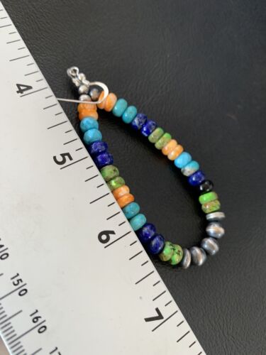 Navajo Multi-Color Lapis Spiny Turquoise Dangle Earrings | Sterling Silver | Authentic Native American Handmade | 12978
